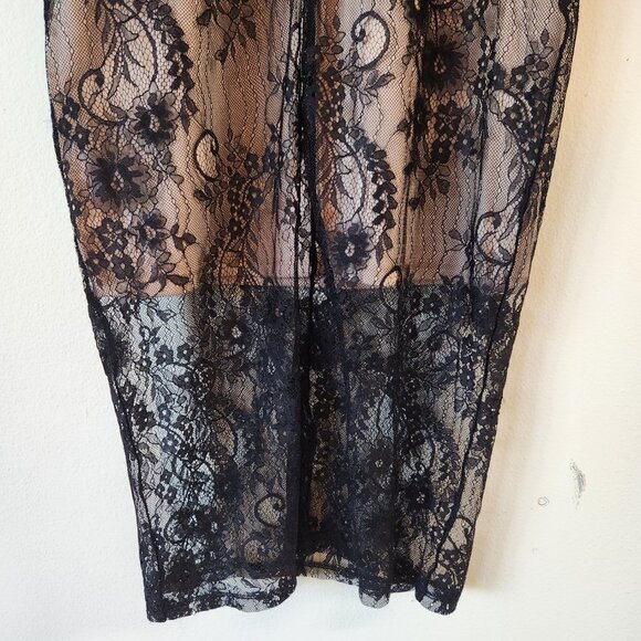 BeBe Black Floral Chantilly Lace Lined Midi Party Dress Small NWT - Picture 13 of 16